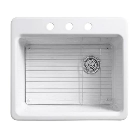 Kohler Eviye Riverby 3 Delikli Döküm Beyaz - 10KOH5872-3A1-0