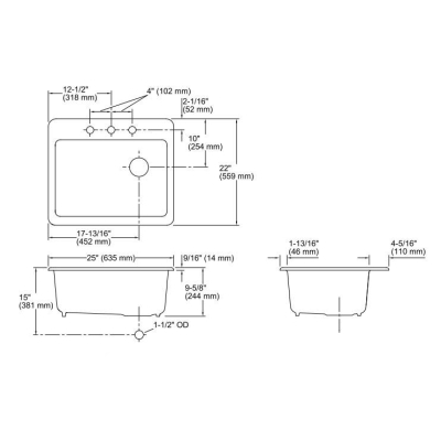 Kohler Eviye Riverby 3 Delikli Döküm Beyaz - Thumbnail 10KOH5872-3A1-0