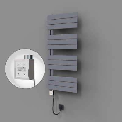 Radiva - Sirius Dekoratif Elektrikli Havlupan 500x1150 Gri (KTX3 Termostat) 600W Spiral Kablolu