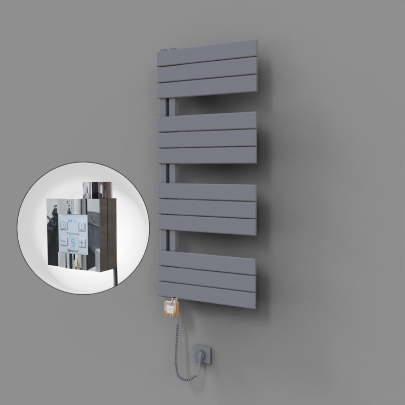 Sirius Dekoratif Elektrikli Havlupan 500x1150 Gri (KTX4 Termostat) 600W Spiral Kablolu - 1SIR05001150B4TEC060-K