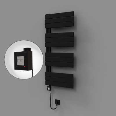 Radiva - Sirius Dekoratif Elektrikli Havlupan 500x1150 Siyah (KTX1 Termostat) 600W Spiral Kablolu (1)