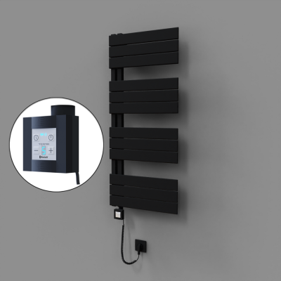 Radiva - Sirius Dekoratif Elektrikli Havlupan 500x1150 Siyah (KTX4 Termostat) 600W Spiral Kablolu - 500