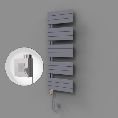 Radiva - Sirius Dekoratif Elektrikli Havlupan 500x1400 Gri (KTX1 Termostat) 600W Spiral Kablolu (1)