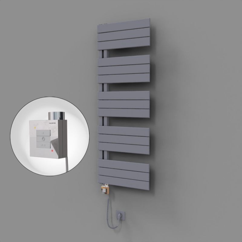 Sirius Dekoratif Elektrikli Havlupan 500x1400 Gri (KTX1 Termostat) 600W Spiral Kablolu - 1SIR05001400B4TEB060-K