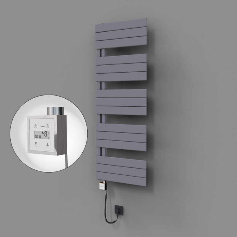 Sirius Dekoratif Elektrikli Havlupan 500x1400 Gri (KTX3 Termostat) 600W Spiral Kablolu - 1SIR05001400B4TE7060-K