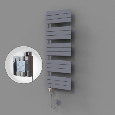 Radiva - Sirius Dekoratif Elektrikli Havlupan 500x1400 Gri (KTX4 Termostat) 600W Spiral Kablolu - 500