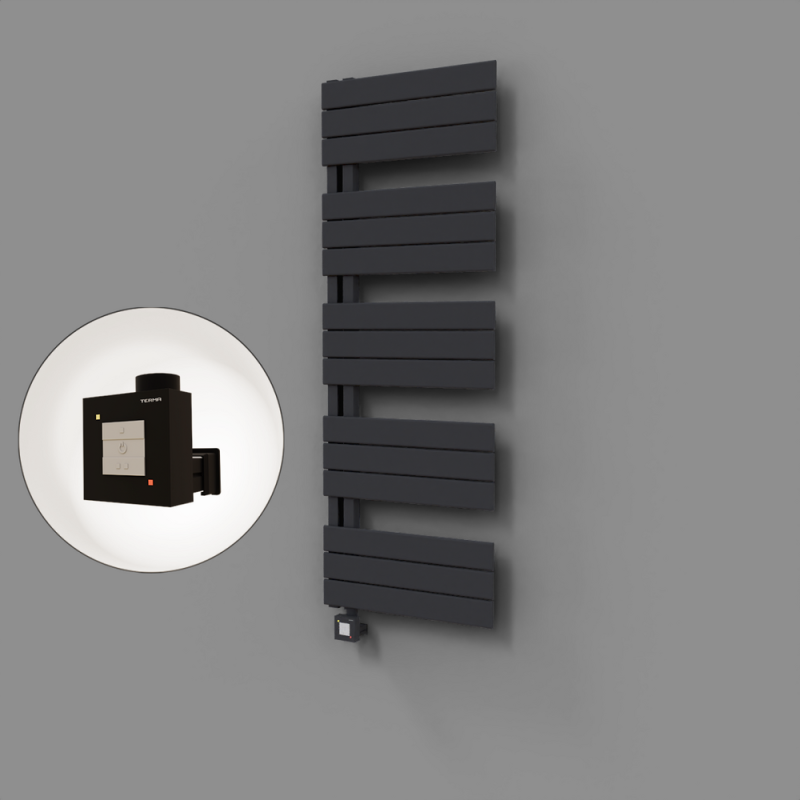 Sirius Dekoratif Elektrikli Havlupan 500x1400 Koyu Antrasit (KTX1 Termostat) 600W - 1SIR05001400B6TEB060