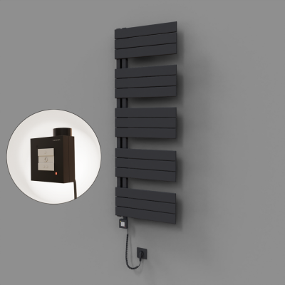 Radiva - Sirius Dekoratif Elektrikli Havlupan 500x1400 Koyu Antrasit (KTX1 Termostat) 600W Spiral Kablolu (1)