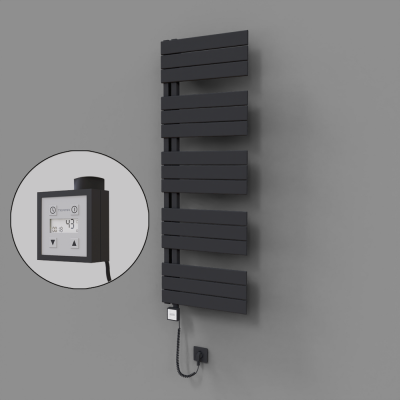 Radiva - Sirius Dekoratif Elektrikli Havlupan 500x1400 Koyu Antrasit (KTX3 Termostat) 600W Spiral Kablolu