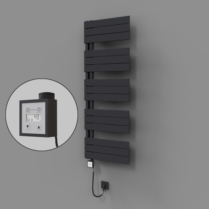 Sirius Dekoratif Elektrikli Havlupan 500x1400 Koyu Antrasit (KTX3 Termostat) 600W Spiral Kablolu - 1SIR05001400B6TE7060-K