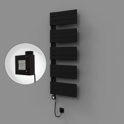 Radiva - Sirius Dekoratif Elektrikli Havlupan 500x1400 Siyah (KTX1 Termostat) 600W Spiral Kablolu (1)