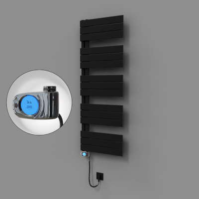 Radiva - Sirius Dekoratif Elektrikli Havlupan 500x1400 Siyah (Musa Termostat) 600W (1)