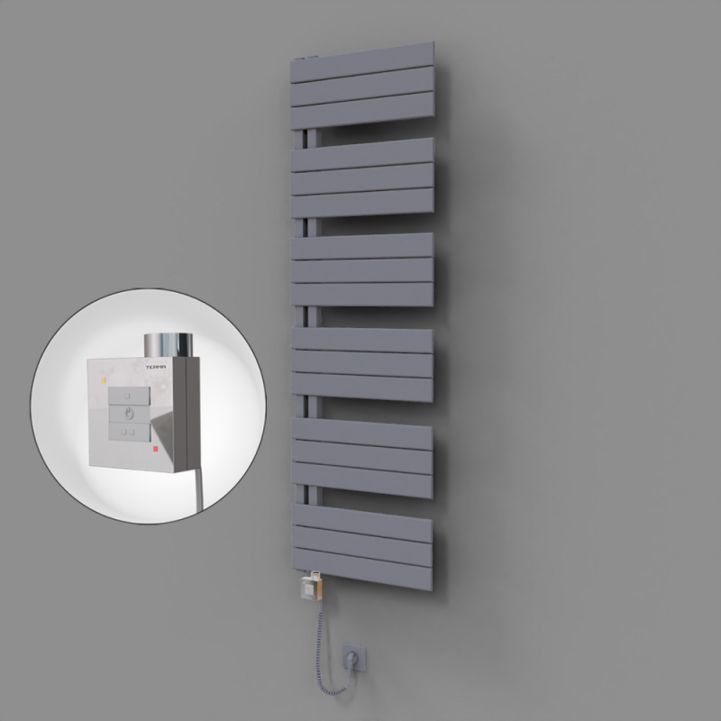 Sirius Dekoratif Elektrikli Havlupan 500x1640 Gri (KTX1 Termostat) 1000W Spiral Kablolu - 1SIR05001640B4TEB100-K