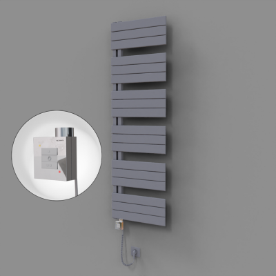 Radiva - Sirius Dekoratif Elektrikli Havlupan 500x1640 Gri (KTX1 Termostat) 1000W Spiral Kablolu