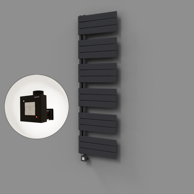 Sirius Dekoratif Elektrikli Havlupan 500x1640 Koyu Antrasit (KTX1 Termostat) 1000W - 1SIR05001640B6TEB100