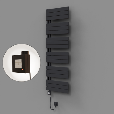 Radiva - Sirius Dekoratif Elektrikli Havlupan 500x1640 Koyu Antrasit (KTX1 Termostat) 1000W Spiral Kablolu