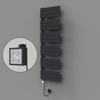Radiva - Sirius Dekoratif Elektrikli Havlupan 500x1640 Koyu Antrasit (KTX3 Termostat) 1000W Spiral Kablolu (1)