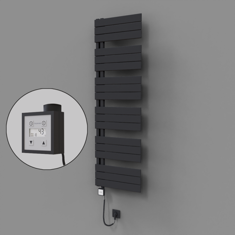 Sirius Dekoratif Elektrikli Havlupan 500x1640 Koyu Antrasit (KTX3 Termostat) 1000W Spiral Kablolu - 1SIR05001640B6TE7100-K