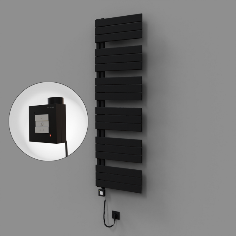 Sirius Dekoratif Elektrikli Havlupan 500x1640 Siyah (KTX1 Termostat) 1000W Spiral Kablolu - 1SIR05001640B3TEB100-K