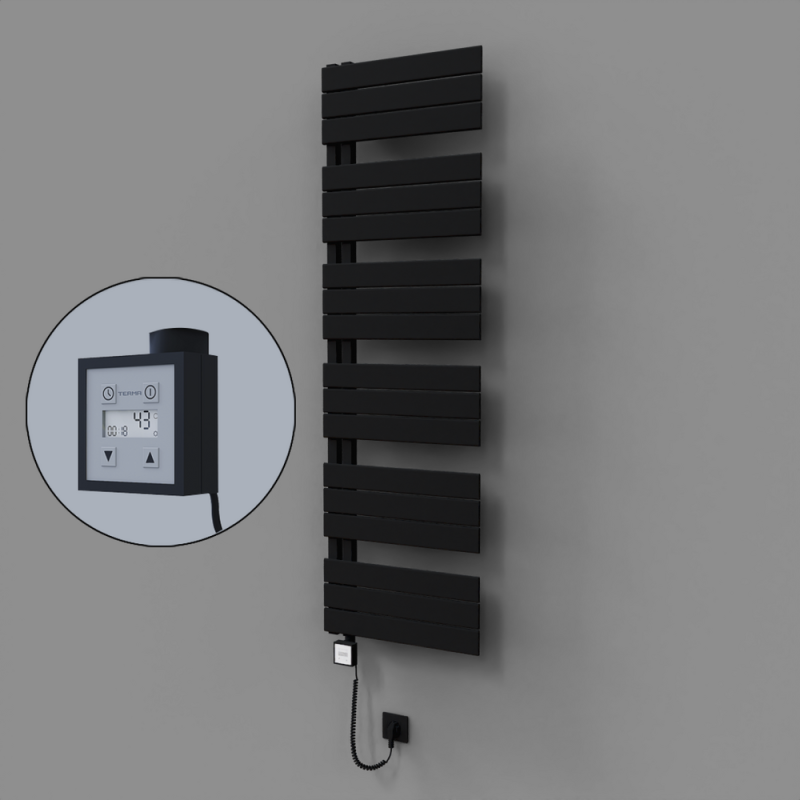 Sirius Dekoratif Elektrikli Havlupan 500x1640 Siyah (KTX3 Termostat) 1000W Spiral Kablolu - 1SIR05001640B3TE7100-K