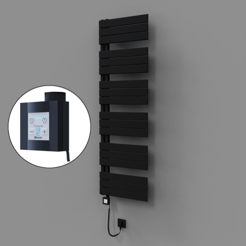 Sirius Dekoratif Elektrikli Havlupan 500x1640 Siyah (KTX4 Termostat) 1000W Spiral Kablolu - 1SIR05001640B3TEC100-K