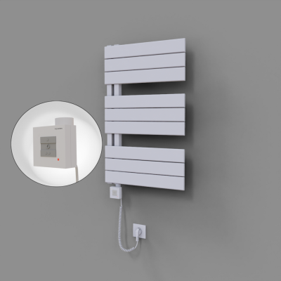 Radiva - Sirius Dekoratif Elektrikli Havlupan 500x800 Beyaz (KTX1 Termostat) 300W Spiral Kablolu