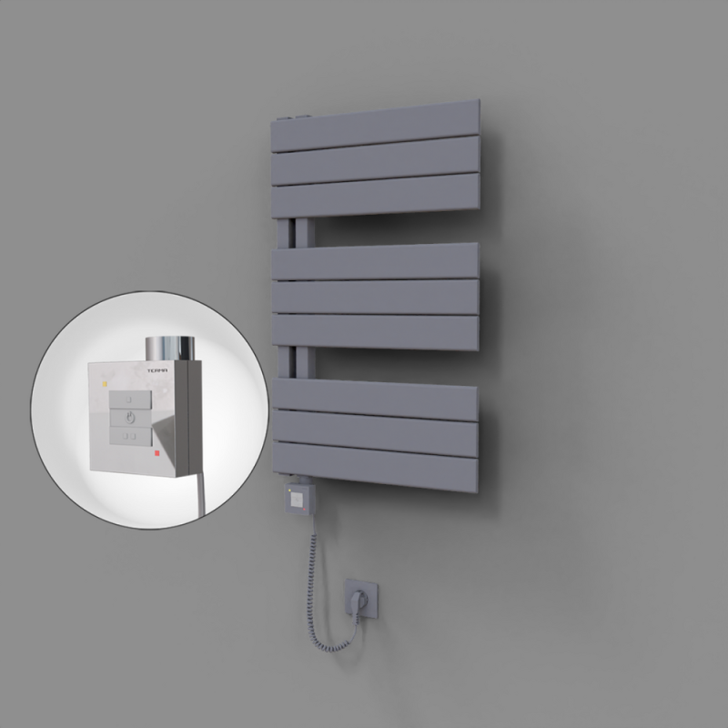 Sirius Dekoratif Elektrikli Havlupan 500x800 Gri (KTX1 Termostat) 300W Spiral Kablolu - 1SIR05000800B4TEB030-K