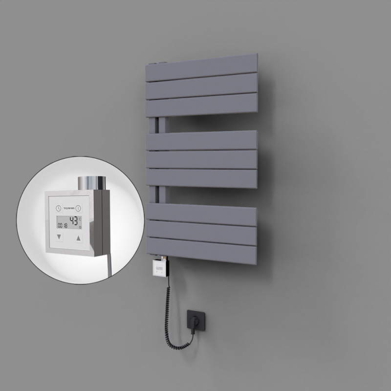 Sirius Dekoratif Elektrikli Havlupan 500x800 Gri (KTX3 Termostat) 300W Spiral Kablolu - 1SIR05000800B4TE7030-K