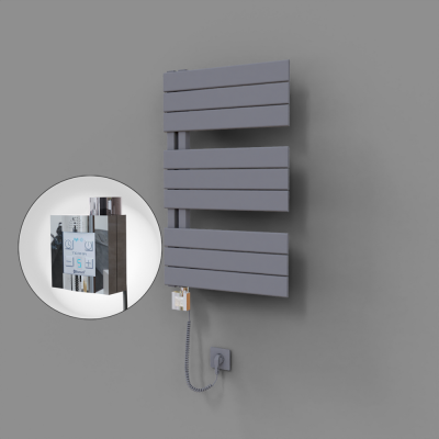 Radiva - Sirius Dekoratif Elektrikli Havlupan 500x800 Gri (KTX4 Termostat) 300W Spiral Kablolu - 500