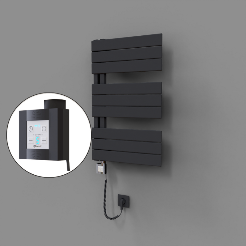 Sirius Dekoratif Elektrikli Havlupan 500x800 Koyu Antrasit (KTX4 Termostat) 300W Spiral Kablolu - 1SIR05000800B6TEC030-K