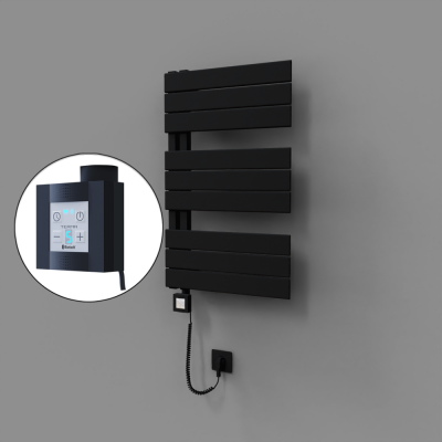 Radiva - Sirius Dekoratif Elektrikli Havlupan 500x800 Siyah (KTX4 Termostat) 300W Spiral Kablolu