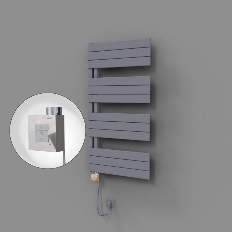 Sirius Dekoratif Elektrikli Havlupan 600x1150 Gri (KTX1 Termostat) 600W Spiral Kablolu - 1SIR06001150B4TEB060-K