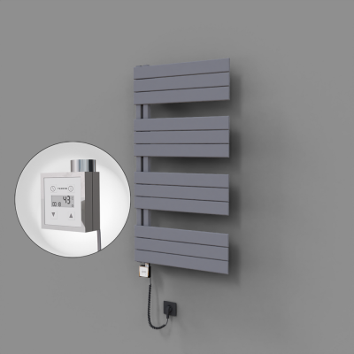 Radiva - Sirius Dekoratif Elektrikli Havlupan 600x1150 Gri (KTX3 Termostat) 600W Spiral Kablolu