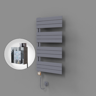 Radiva - Sirius Dekoratif Elektrikli Havlupan 600x1150 Gri (KTX4 Termostat) 600W Spiral Kablolu