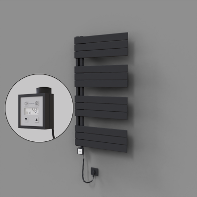 Radiva - Sirius Dekoratif Elektrikli Havlupan 600x1150 Koyu Antrasit (KTX3 Termostat) 600W Spiral Kablolu (1)
