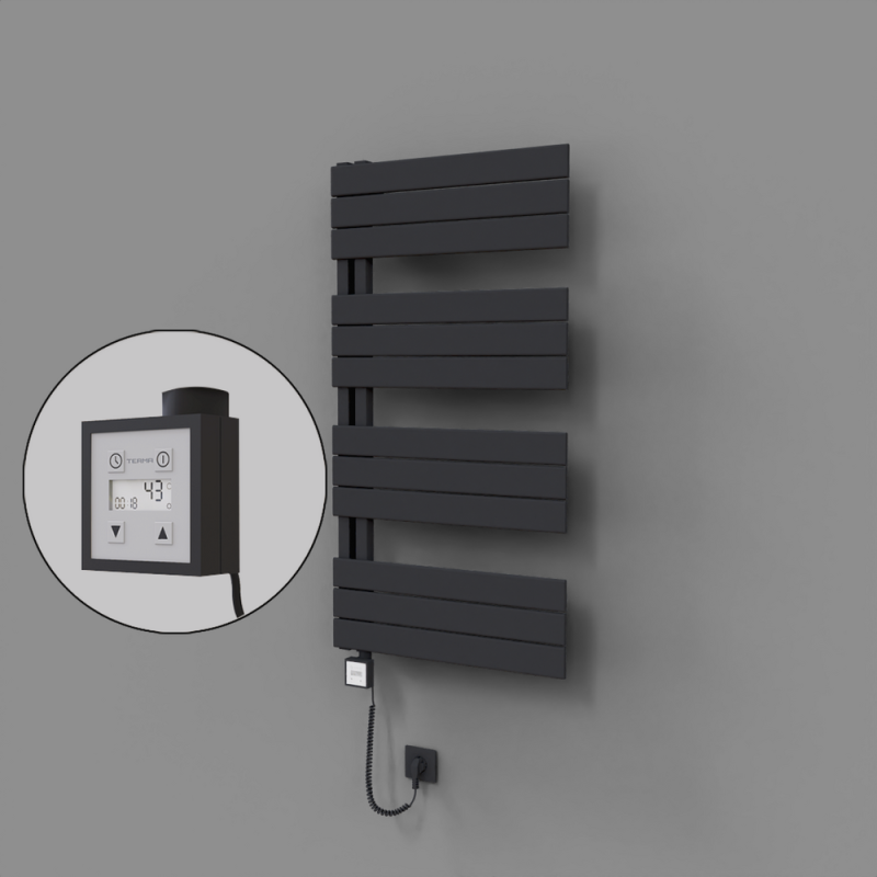 Sirius Dekoratif Elektrikli Havlupan 600x1150 Koyu Antrasit (KTX3 Termostat) 600W Spiral Kablolu - 1SIR06001150B6TE7060-K