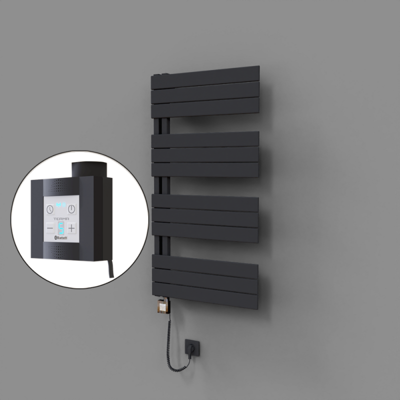 Sirius Dekoratif Elektrikli Havlupan 600x1150 Koyu Antrasit (KTX4 Termostat) 600W Spiral Kablolu - 1SIR06001150B6TEC060-K