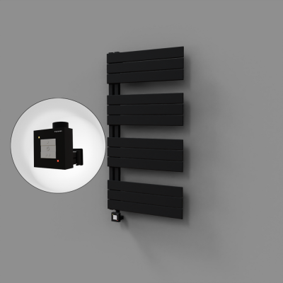 Radiva - Sirius Dekoratif Elektrikli Havlupan 600x1150 Siyah (KTX1 Termostat) 600W