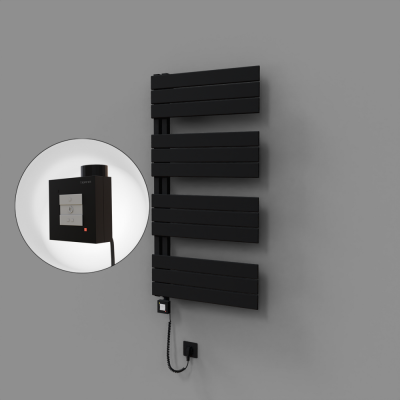 Radiva - Sirius Dekoratif Elektrikli Havlupan 600x1150 Siyah (KTX1 Termostat) 600W Spiral Kablolu
