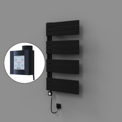 Radiva - Sirius Dekoratif Elektrikli Havlupan 600x1150 Siyah (KTX4 Termostat) 600W Spiral Kablolu