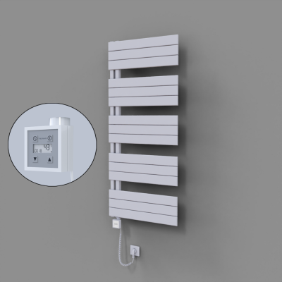 Radiva - Sirius Dekoratif Elektrikli Havlupan 600x1400 Beyaz (KTX3 Termostat) 1000W Spiral Kablolu