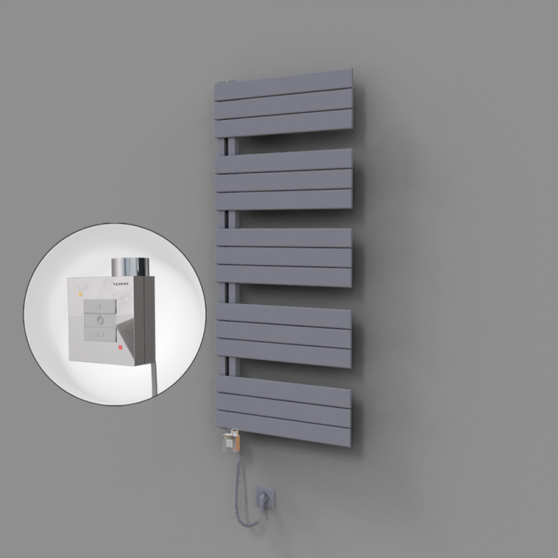 Sirius Dekoratif Elektrikli Havlupan 600x1400 Gri (KTX1 Termostat) 1000W Spiral Kablolu - 1SIR06001400B4TEB100-K