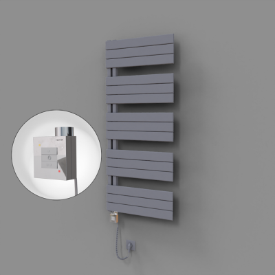 Radiva - Sirius Dekoratif Elektrikli Havlupan 600x1400 Gri (KTX1 Termostat) 1000W Spiral Kablolu