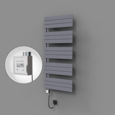 Radiva - Sirius Dekoratif Elektrikli Havlupan 600x1400 Gri (KTX3 Termostat) 1000W Spiral Kablolu