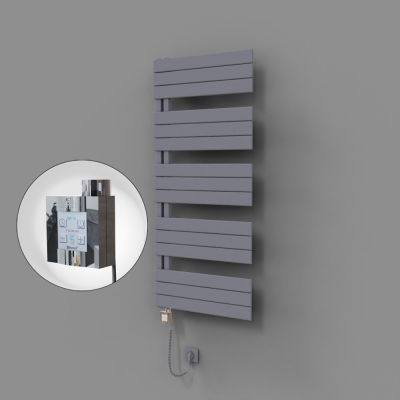 Radiva - Sirius Dekoratif Elektrikli Havlupan 600x1400 Gri (KTX4 Termostat) 1000W Spiral Kablolu (1)