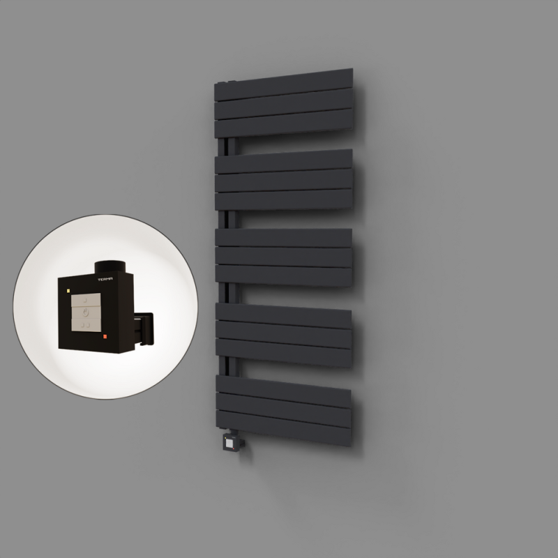 Sirius Dekoratif Elektrikli Havlupan 600x1400 Koyu Antrasit (KTX1 Termostat) 1000W - 1SIR06001400B6TEB100