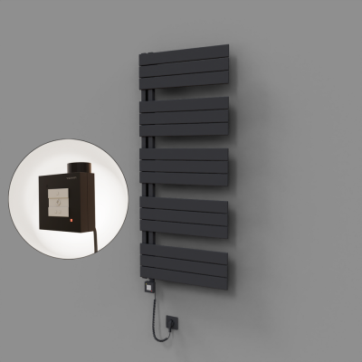 Radiva - Sirius Dekoratif Elektrikli Havlupan 600x1400 Koyu Antrasit (KTX1 Termostat) 1000W Spiral Kablolu (1)