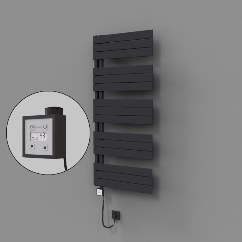 Sirius Dekoratif Elektrikli Havlupan 600x1400 Koyu Antrasit (KTX3 Termostat) 1000W Spiral Kablolu - 1SIR06001400B6TE7100-K