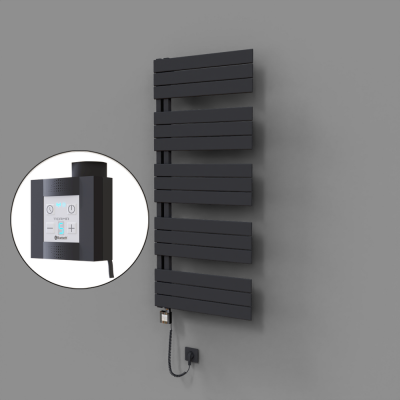 Radiva - Sirius Dekoratif Elektrikli Havlupan 600x1400 Koyu Antrasit (KTX4 Termostat) 1000W Spiral Kablolu