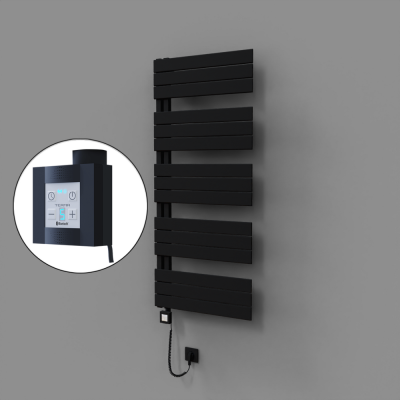 Radiva - Sirius Dekoratif Elektrikli Havlupan 600x1400 Siyah (KTX4 Termostat) 1000W Spiral Kablolu